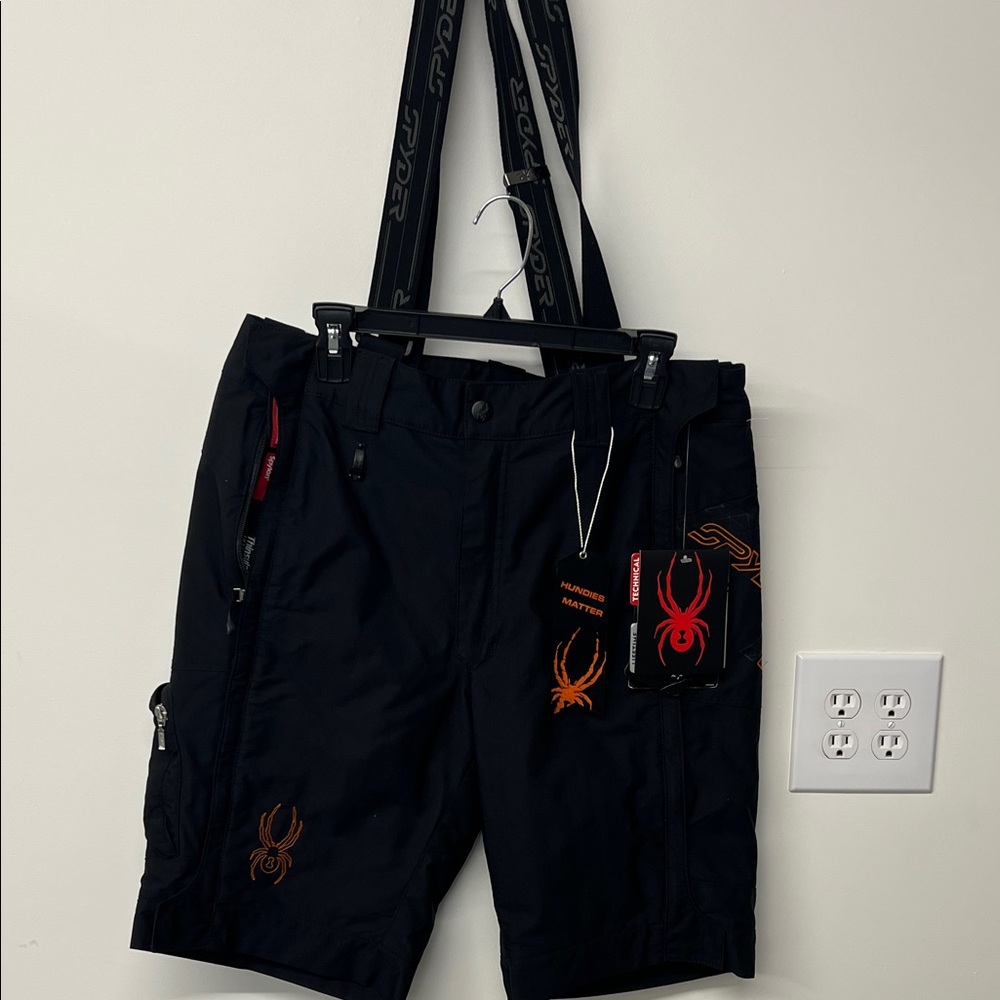 Spyder softshell ski training shorts with suspenders NWT